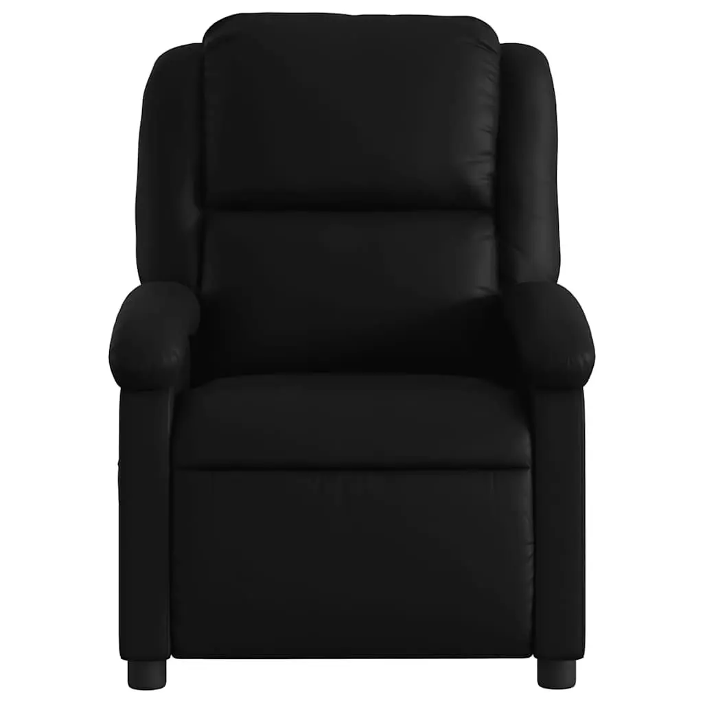 Massage Recliner Chair Black Faux Leather Manual Reclining Armchair 135 Degree Vibration