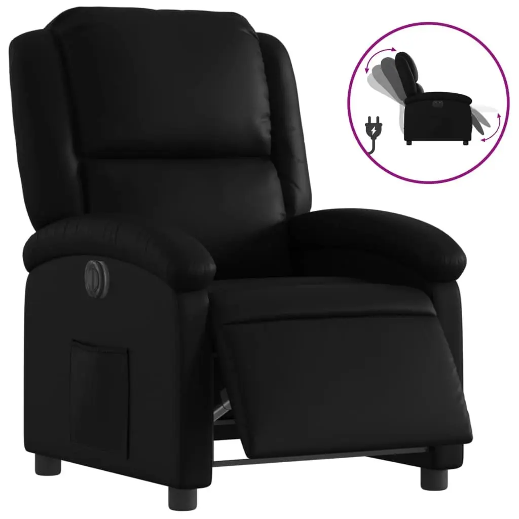 Electric Recliner Armchair Black Faux Leather Adjustable Remote Control Footrest