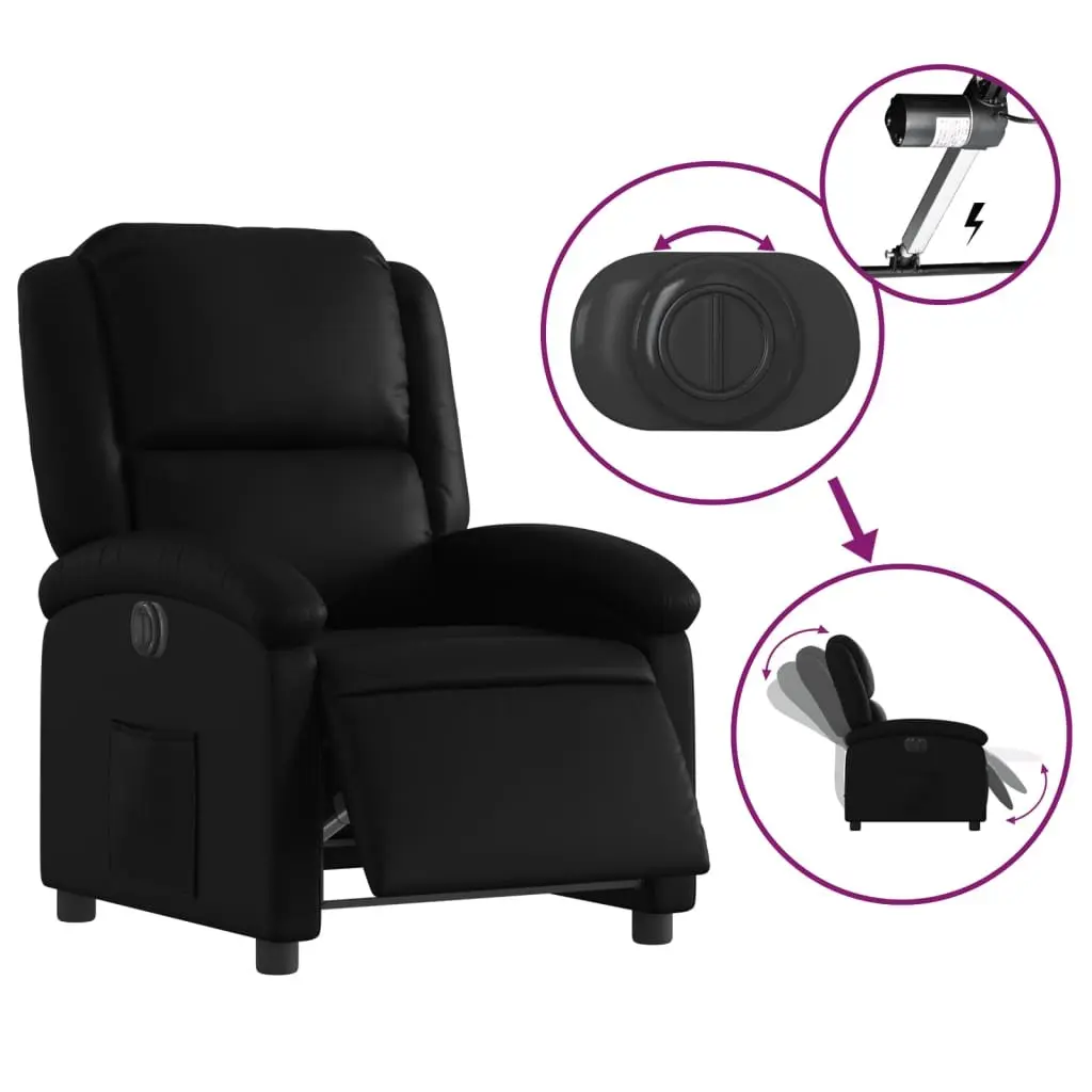 Electric Recliner Armchair Black Faux Leather Adjustable Remote Control Footrest