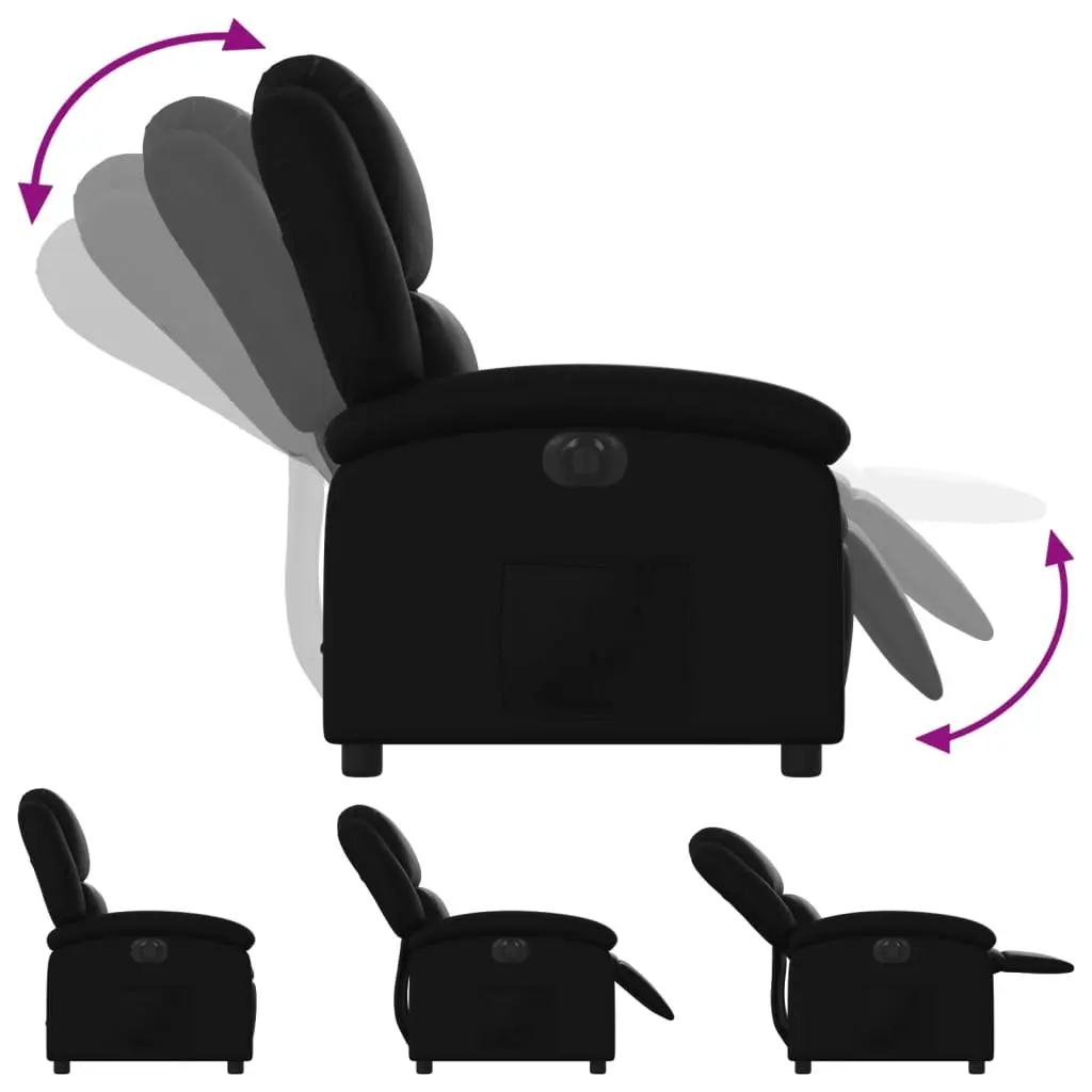 Electric Recliner Armchair Black Faux Leather Adjustable Remote Control Footrest