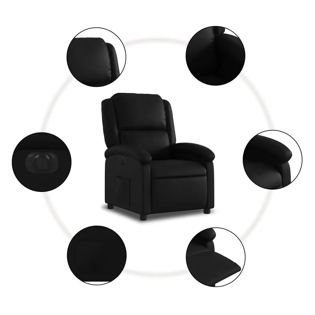 Electric Recliner Armchair Black Faux Leather Adjustable Remote Control Footrest