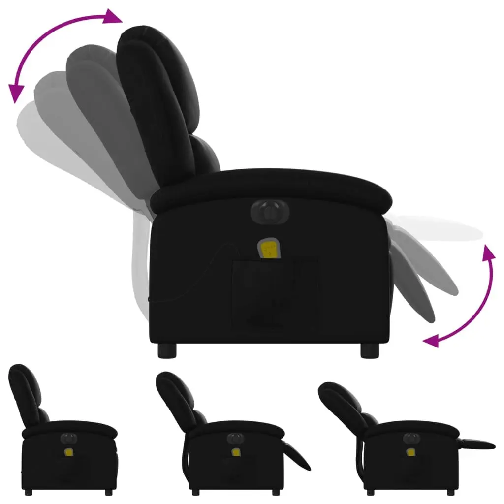 Electric Massage Recliner Chair Black Faux Leather 135 Degrees USB Powered