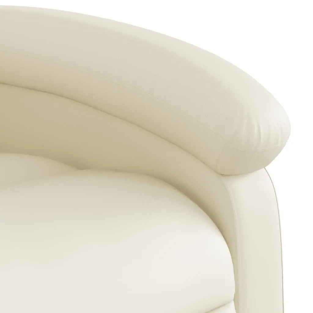 Electric Reclining Massage Chair Cream Faux Leather Armchair Adjustable Footrest 135 Degrees