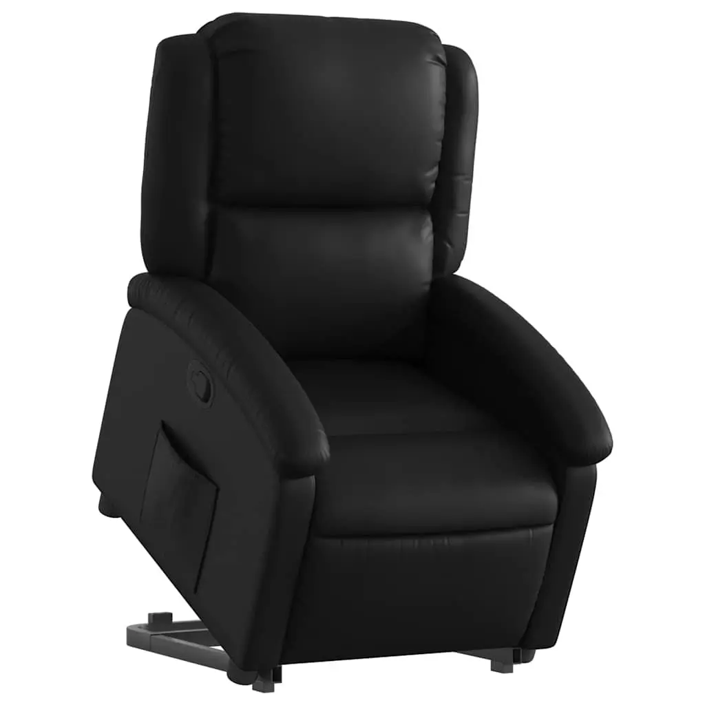 Stand Up Recliner Chair Black Faux Leather Electric Power Lift Armchair