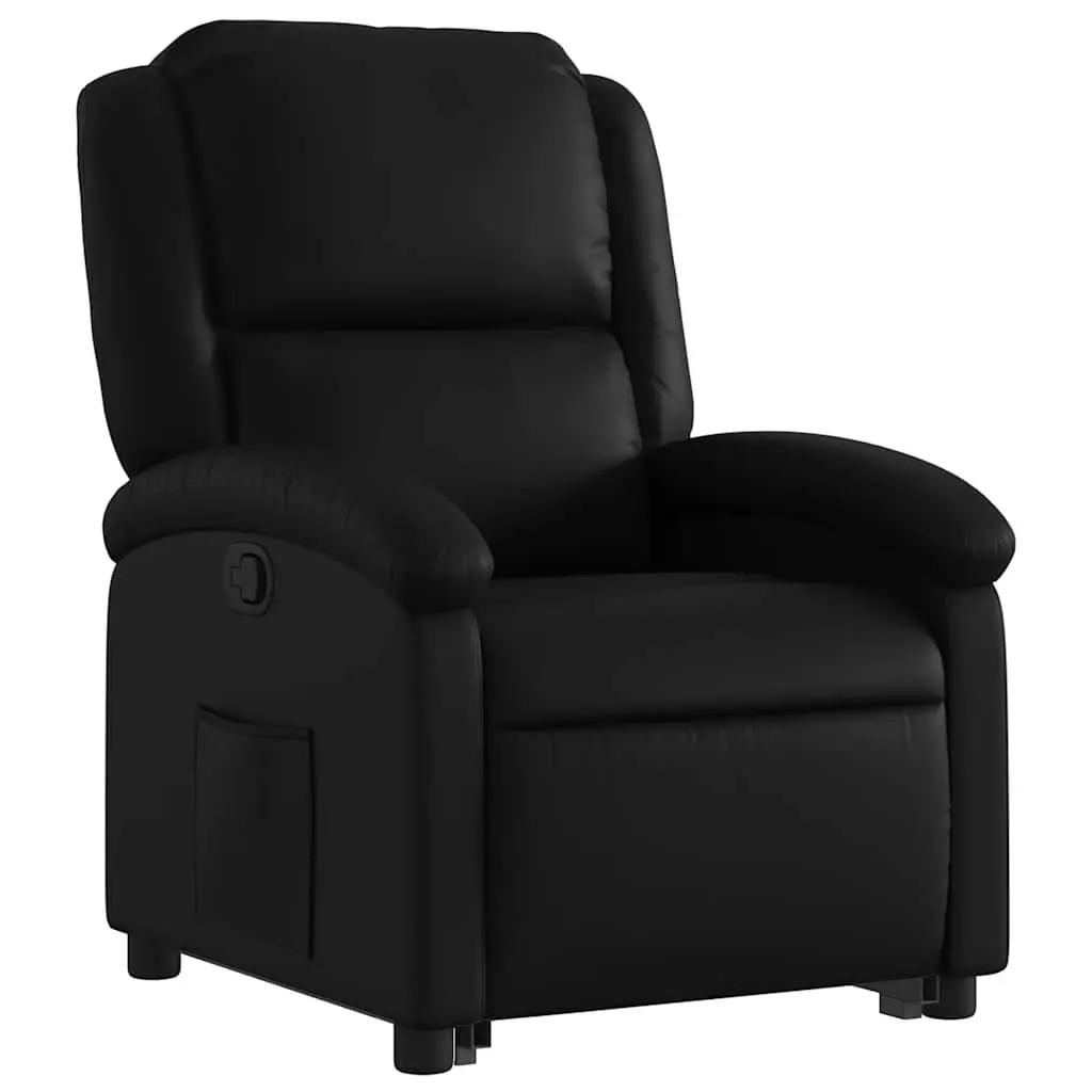 Stand Up Recliner Chair Black Faux Leather Electric Power Lift Armchair