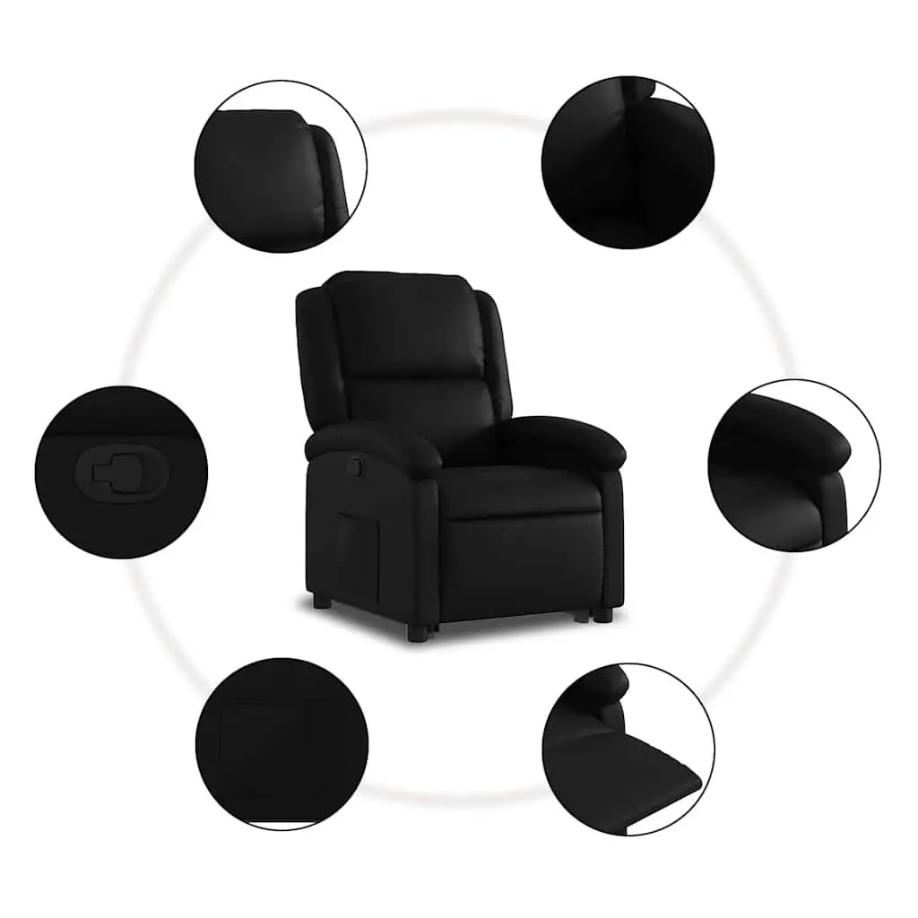 Stand Up Recliner Chair Black Faux Leather Electric Power Lift Armchair