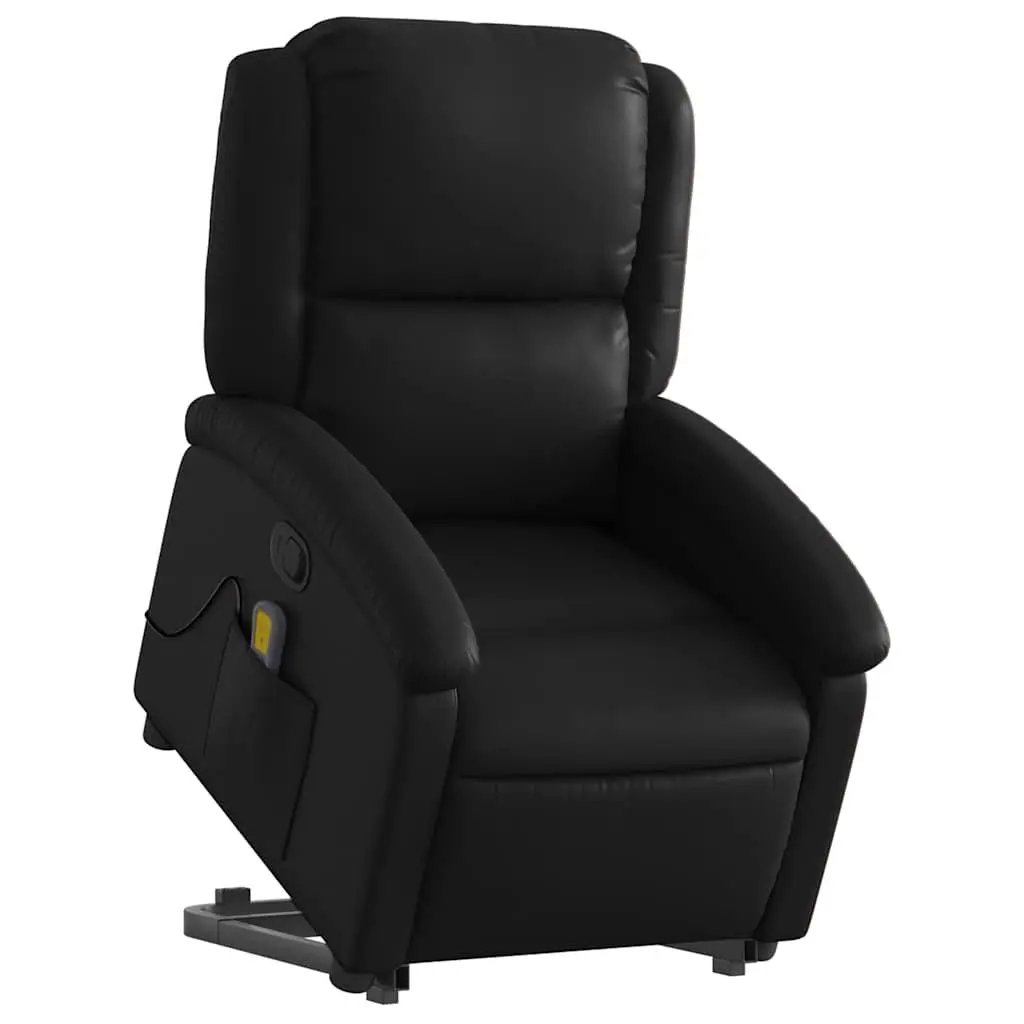 Electric Massage Recliner Chair Black Faux Leather 135 Degree Manual Reclining Power Lift Vibration Armchair