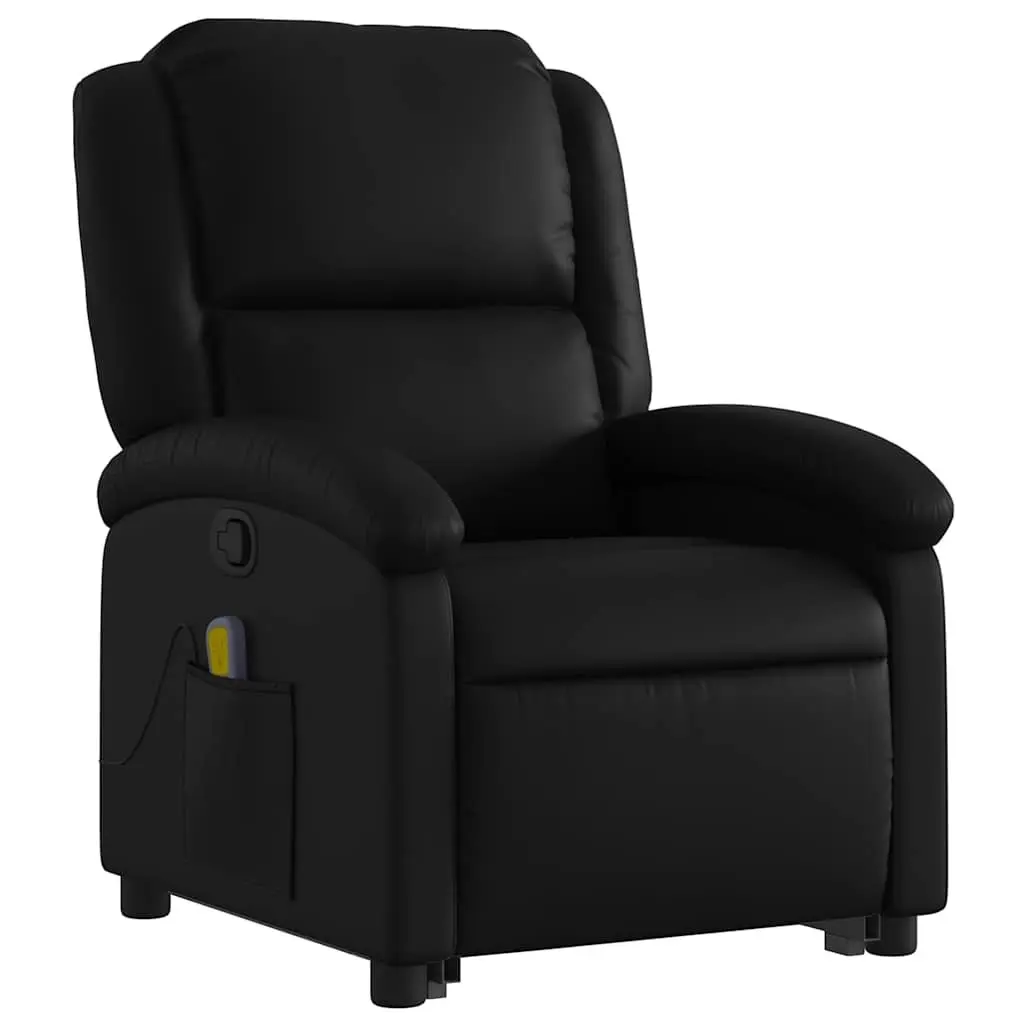 Electric Massage Recliner Chair Black Faux Leather 135 Degree Manual Reclining Power Lift Vibration Armchair