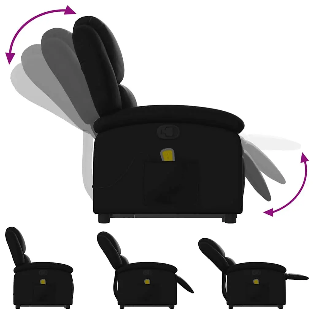 Electric Massage Recliner Chair Black Faux Leather 135 Degree Manual Reclining Power Lift Vibration Armchair