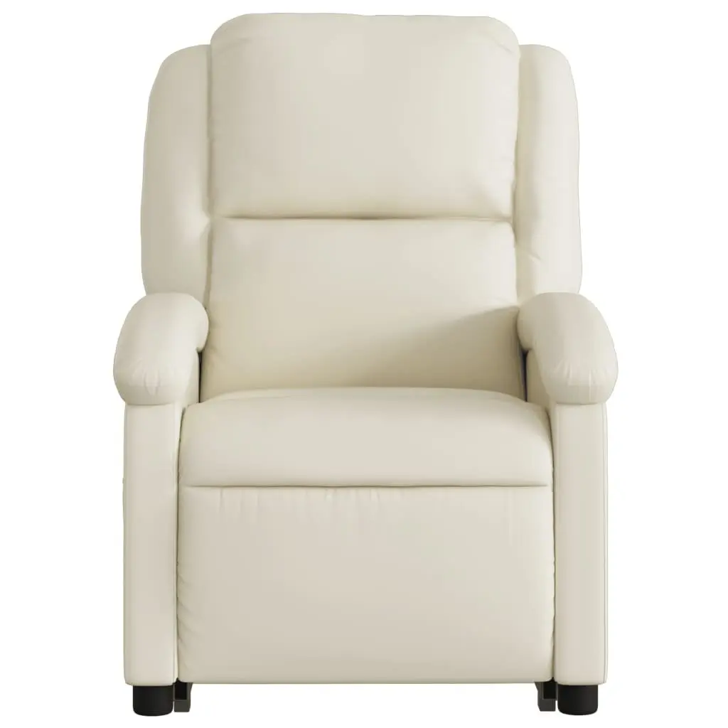 Electric Massage Recliner Chair Cream Faux Leather Power Lift Vibration 135 Degrees