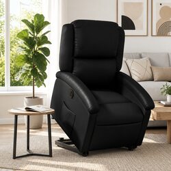 Electric Recliner Chair in Black Faux Leather