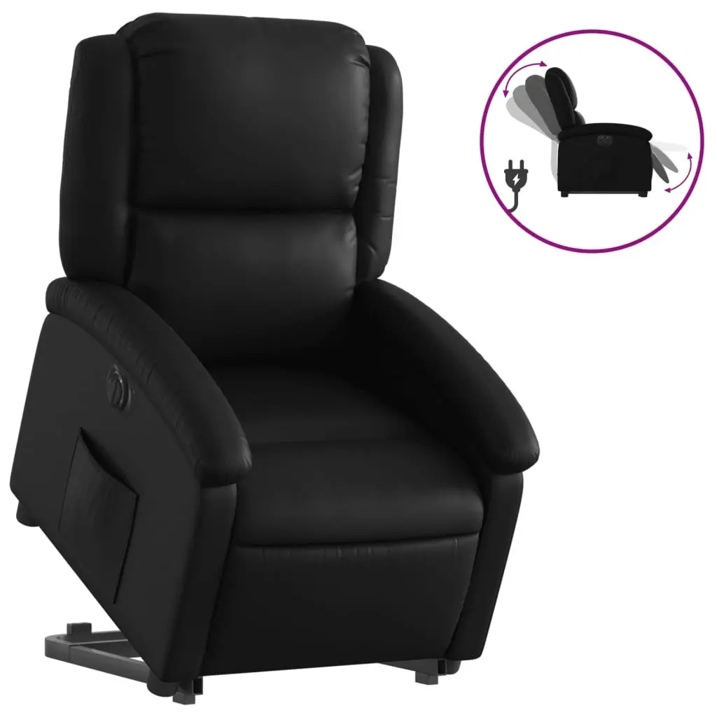 Electric Recliner Chair in Black Faux Leather