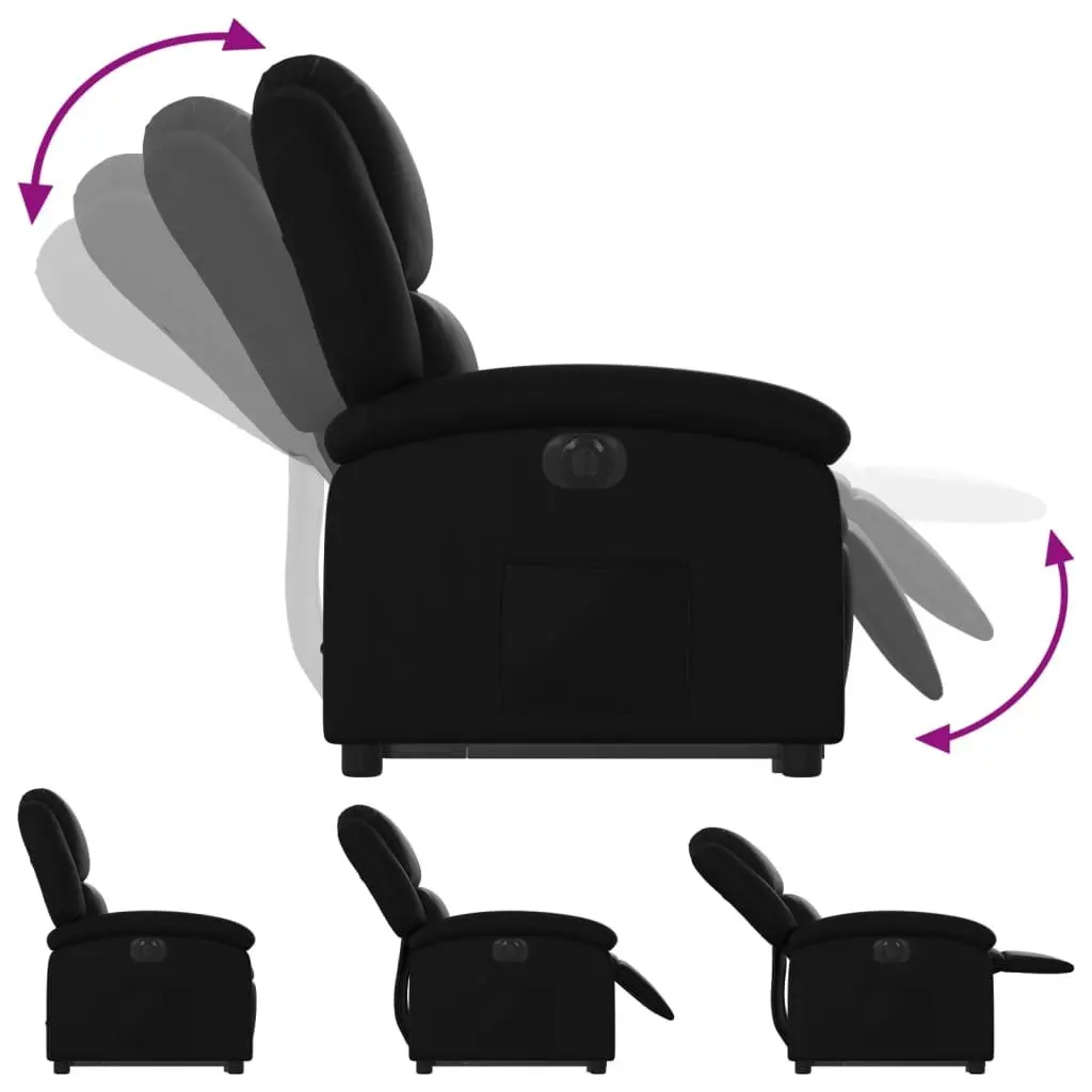 Electric Recliner Chair in Black Faux Leather