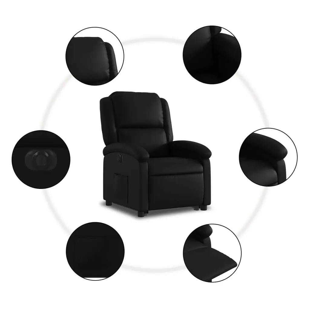 Electric Recliner Chair in Black Faux Leather