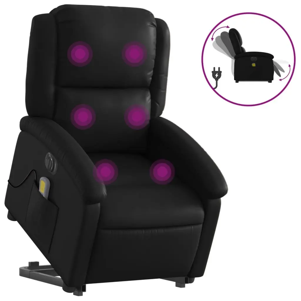 Electric Massage Chair Recliner Black Faux Leather Power Lift 135 Degrees