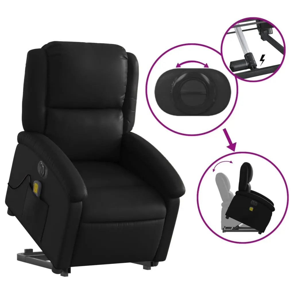 Electric Massage Chair Recliner Black Faux Leather Power Lift 135 Degrees