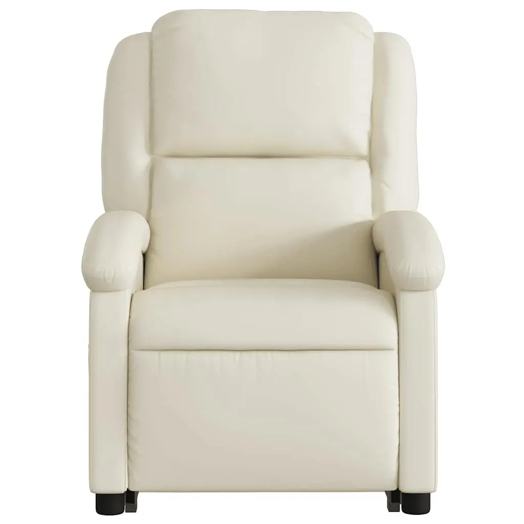 Electric Massage Recliner Chair Cream Faux Leather Power Lift Adjustable Backrest and Footrest