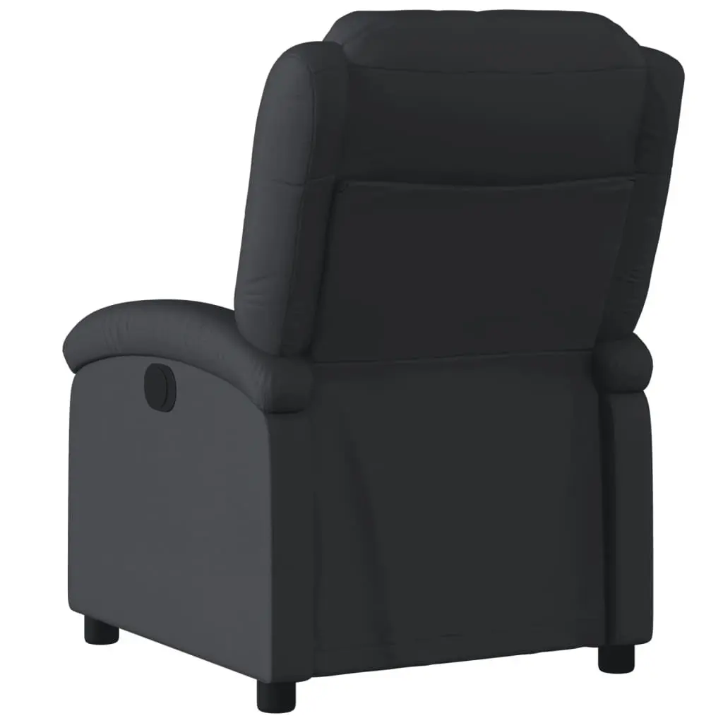 Manual Recliner Chair Black Leather Lounge Seat Adjustable Backrest and Footrest