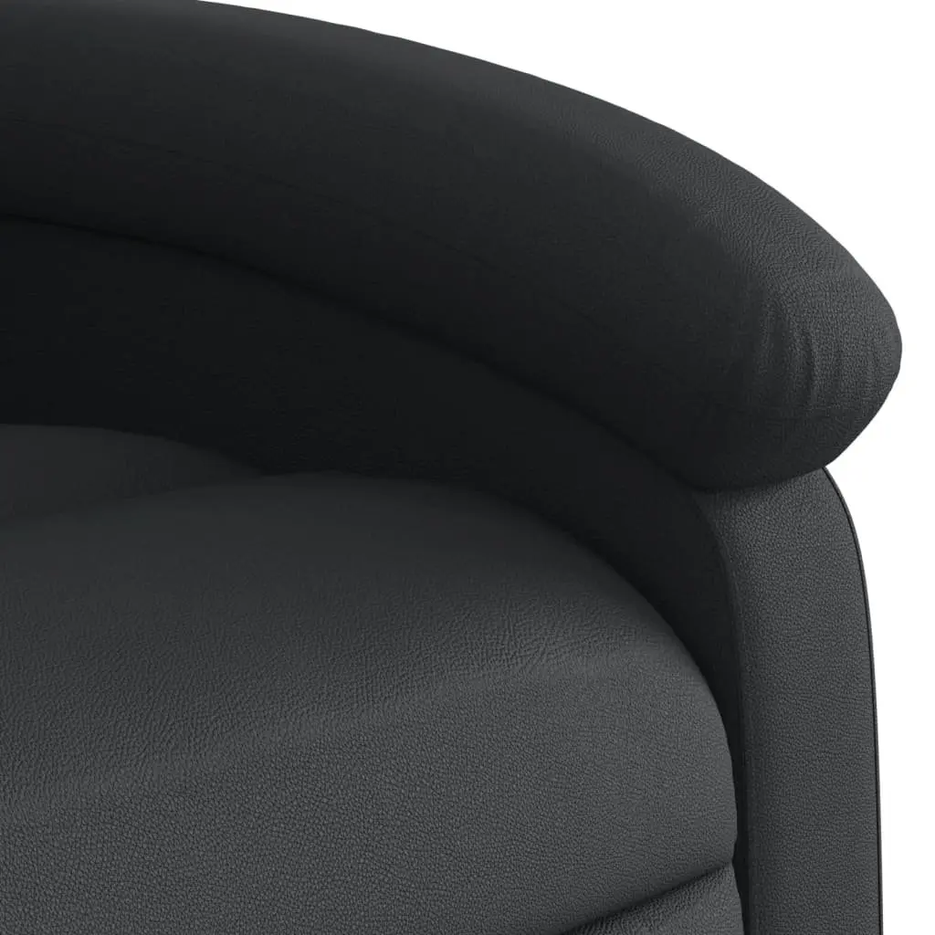 Manual Recliner Chair Black Leather Lounge Seat Adjustable Backrest and Footrest