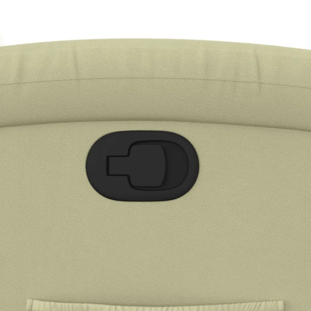 Leather Recliner Chair Cream Manual Recline Armchair Padded Seat and Backrest Wood and Metal Frame
