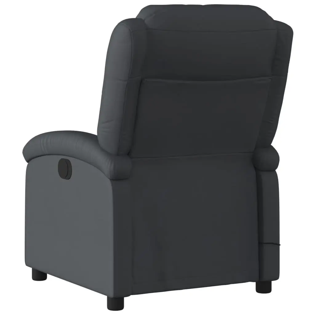 Massage Recliner Chair Black Real Leather Manual Reclining Vibration Massage