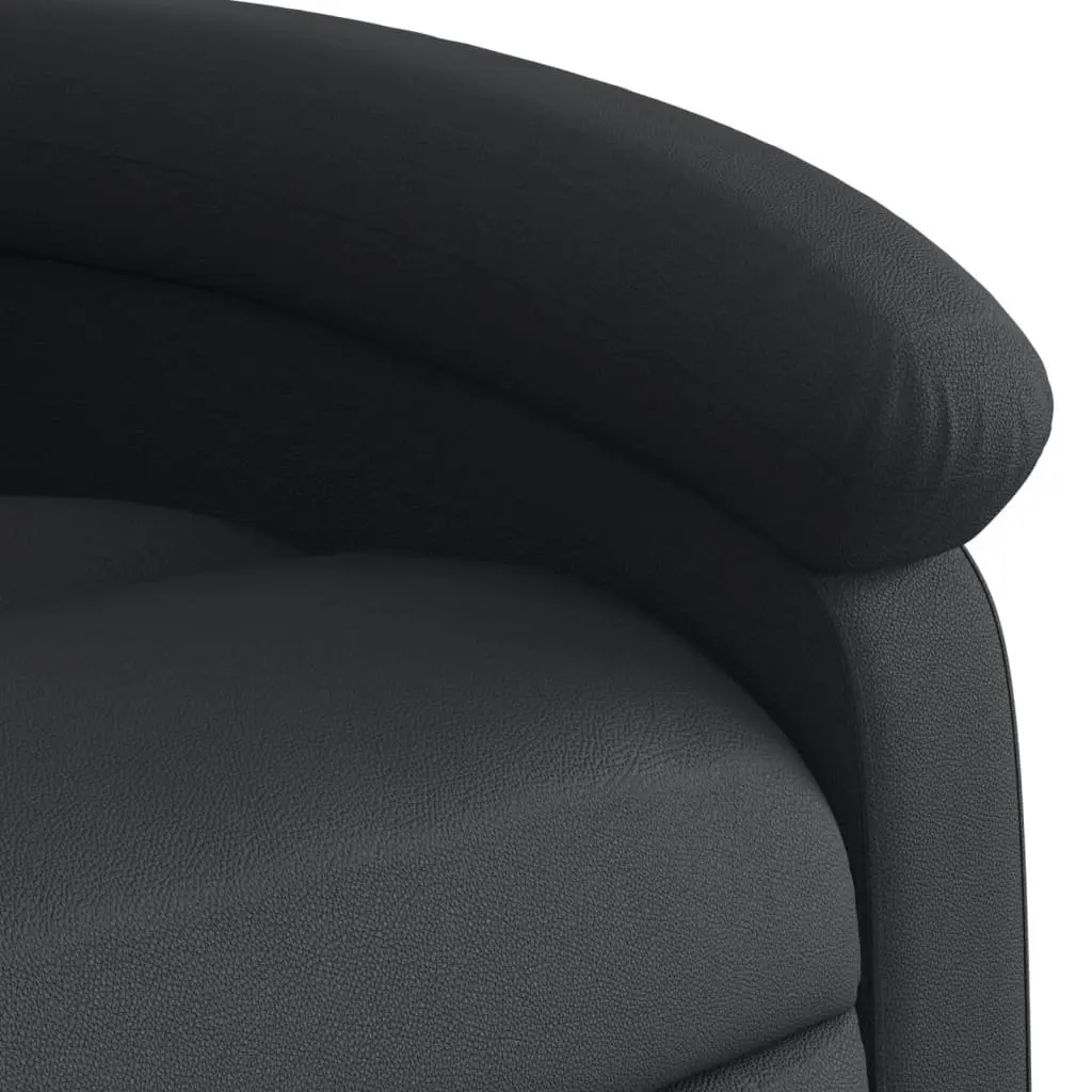 Massage Recliner Chair Black Real Leather Manual Reclining Vibration Massage