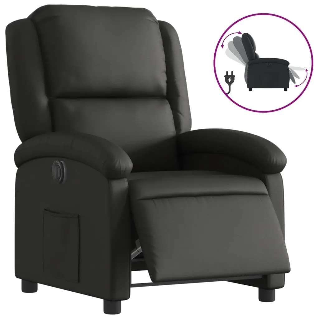 Electric Recliner Armchair Adjustable Backrest Footrest Black Leather Padded