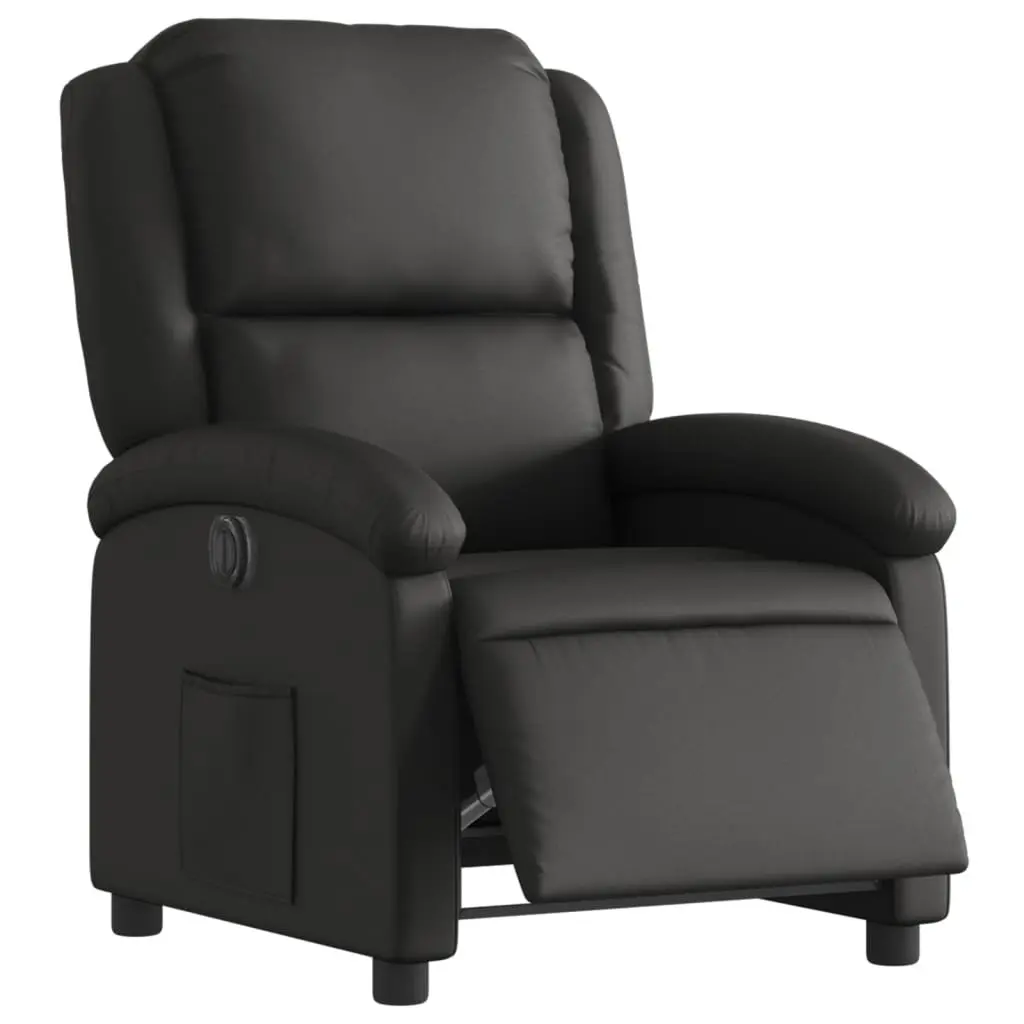 Electric Recliner Armchair Adjustable Backrest Footrest Black Leather Padded