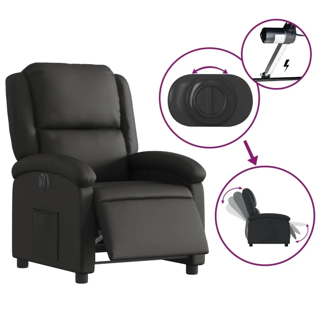 Electric Recliner Armchair Adjustable Backrest Footrest Black Leather Padded