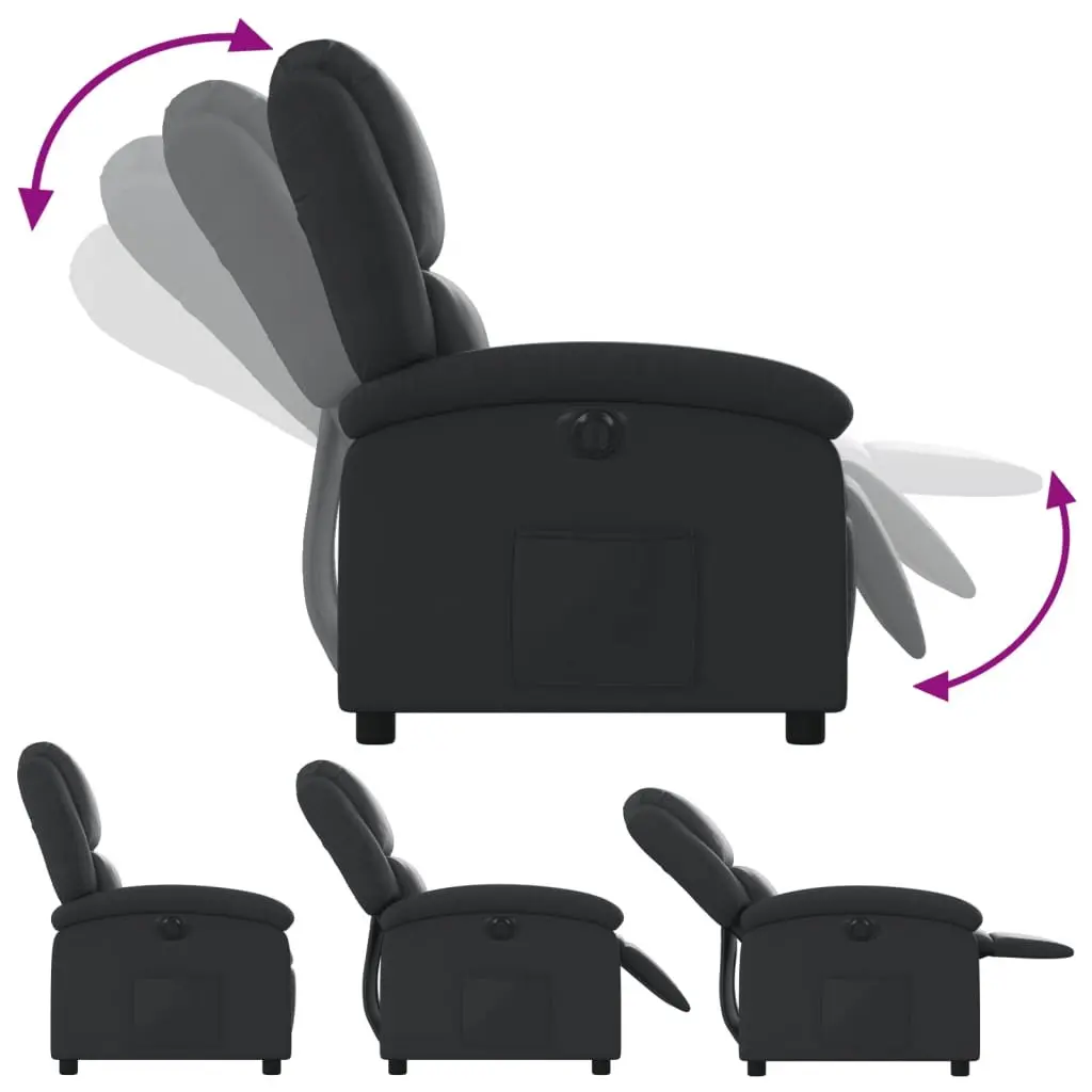 Electric Recliner Armchair Adjustable Backrest Footrest Black Leather Padded