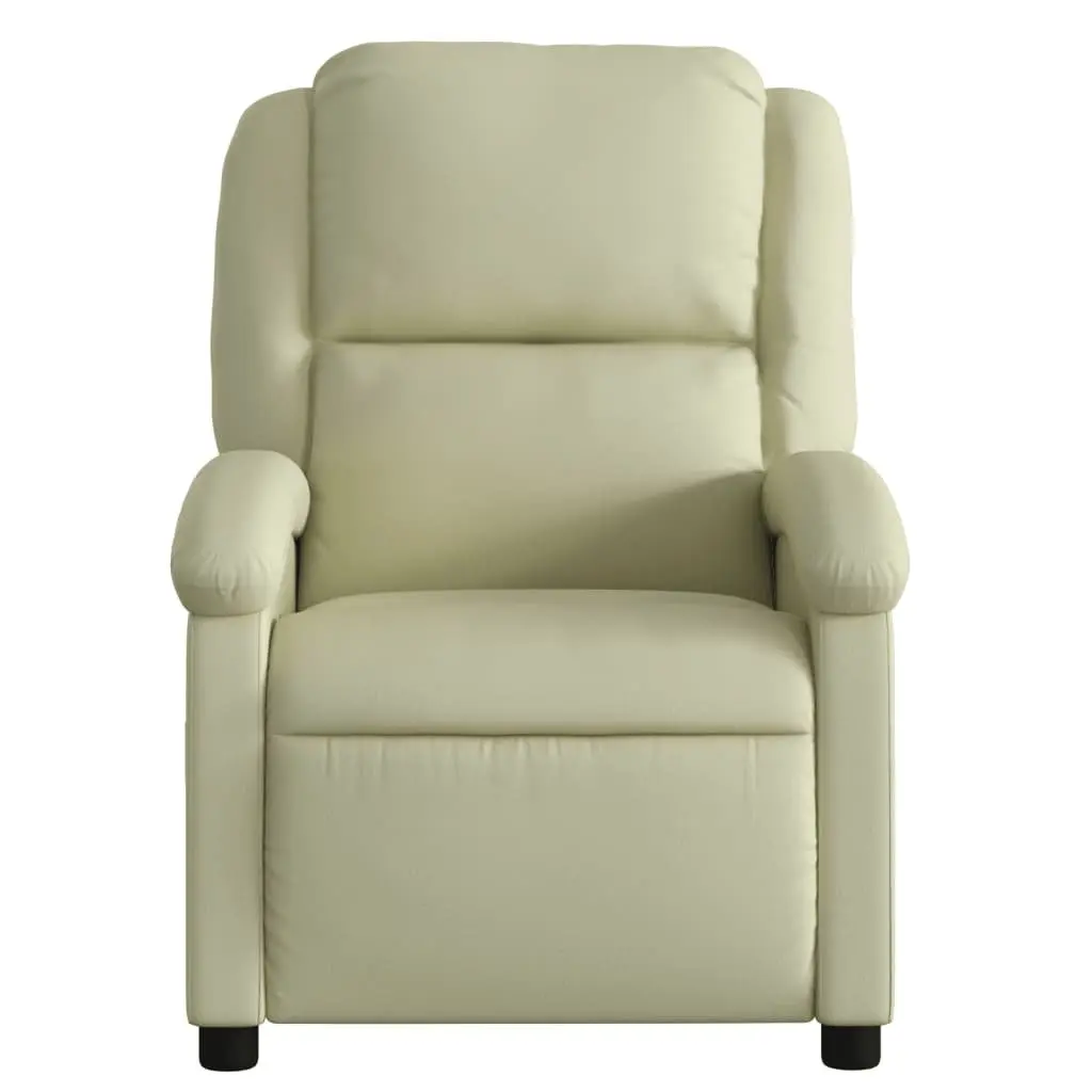 Electric Recliner Armchair Adjustable Backrest Footrest Cream Leather Upholstery