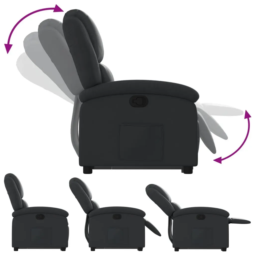 Stand Up Recliner Chair Black Real Leather Power Lift Electric Armchair