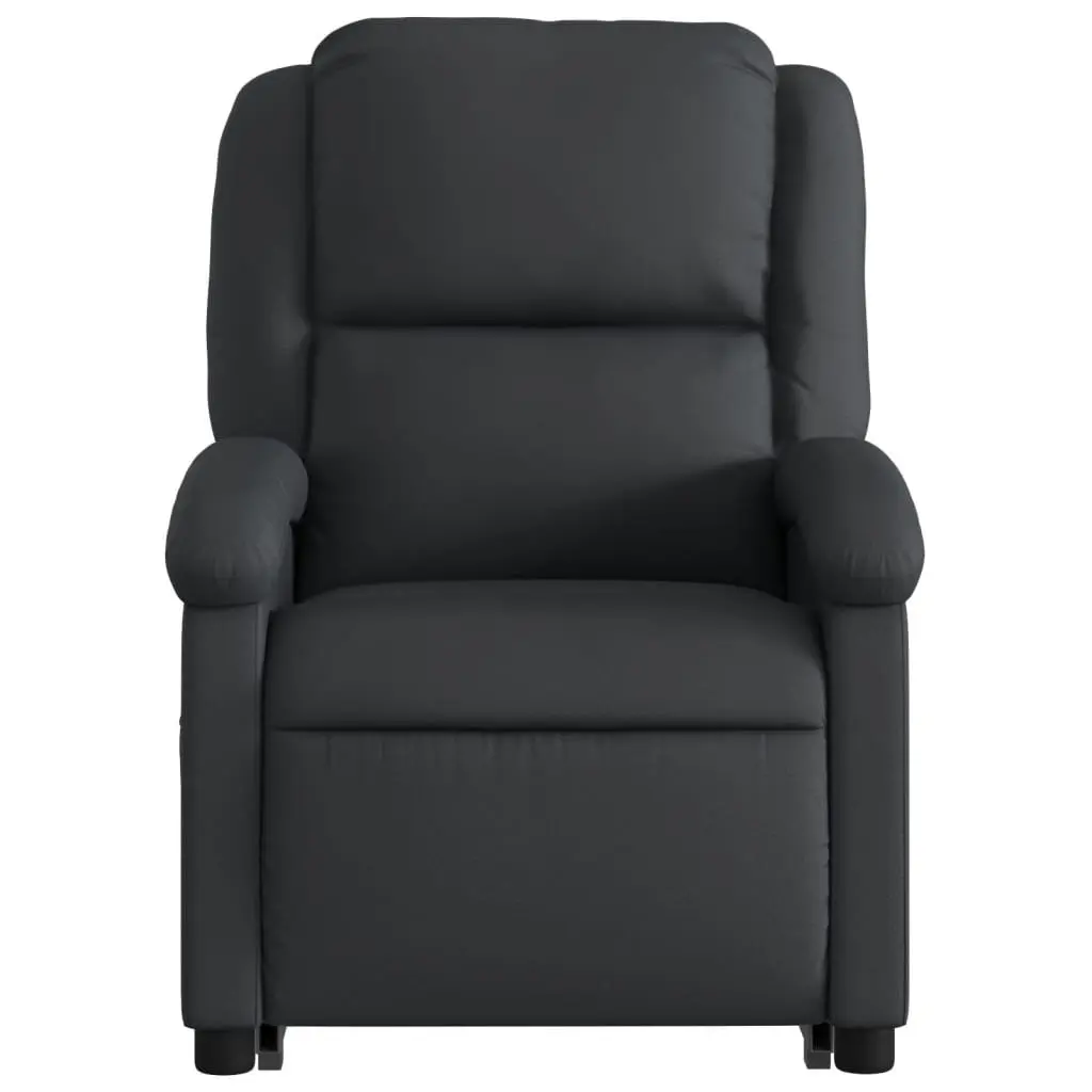 Stand Up Recliner Chair Black Real Leather Power Lift Electric Armchair