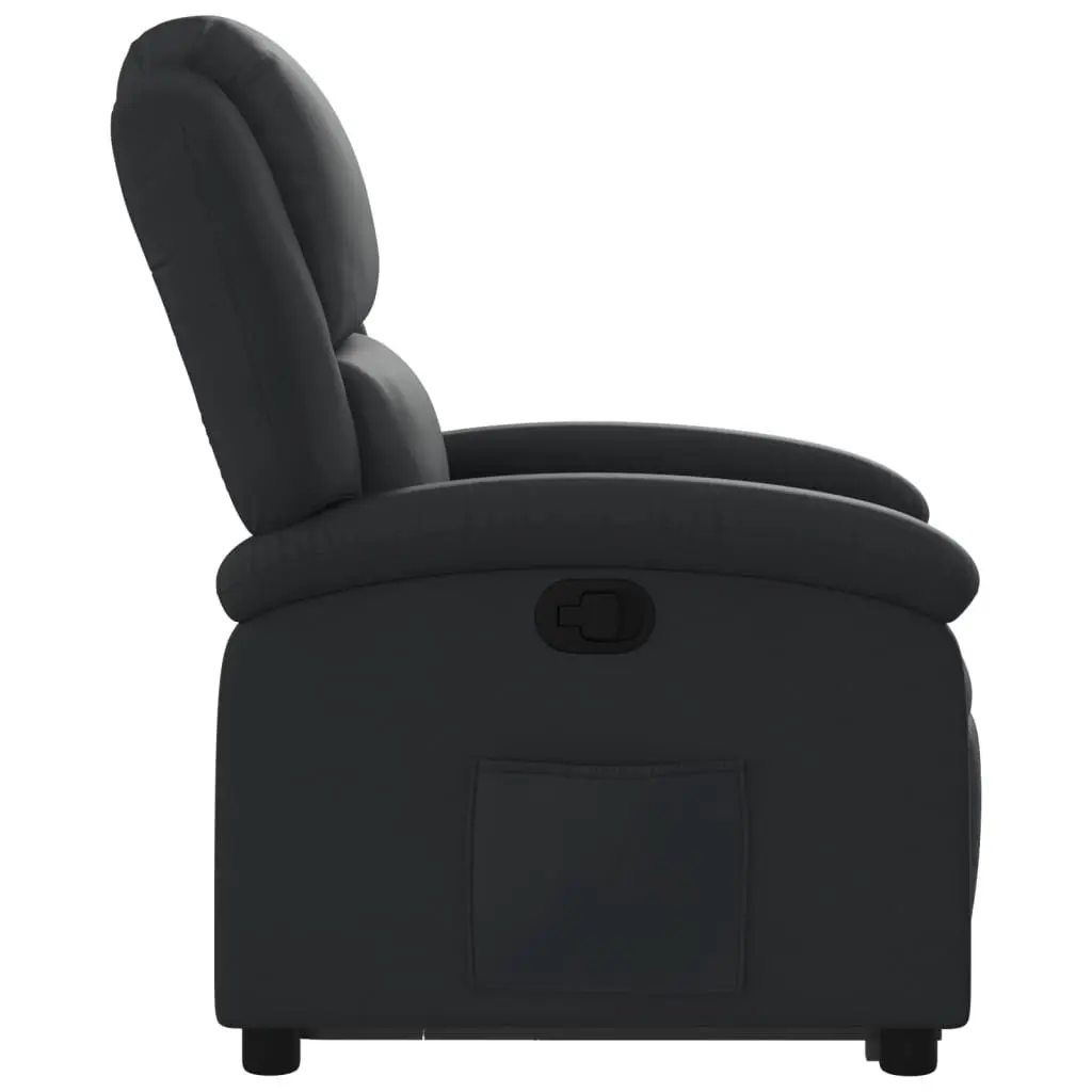 Stand Up Recliner Chair Black Real Leather Power Lift Electric Armchair