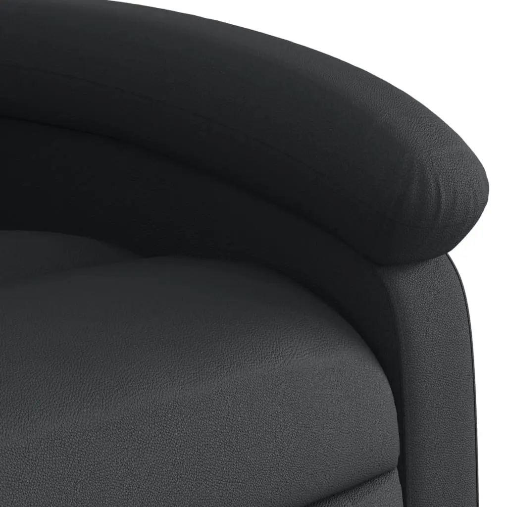 Stand Up Recliner Chair Black Real Leather Power Lift Electric Armchair