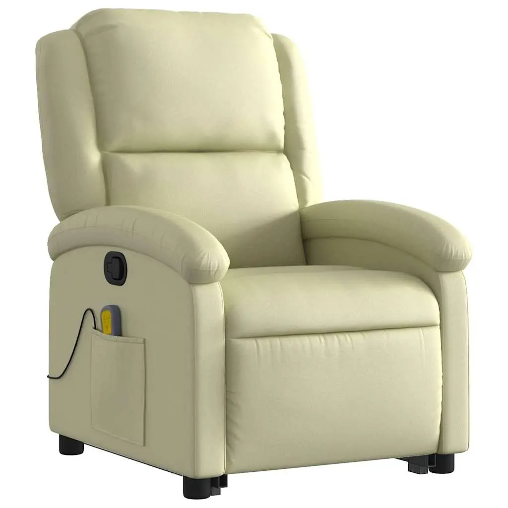 Stand Up Massage Recliner Chair Cream Leather 135 Degrees Manual Reclining Vibration Massage