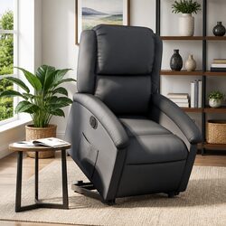 Comfortable Electric Stand Up Recliner Chair in Black Leather