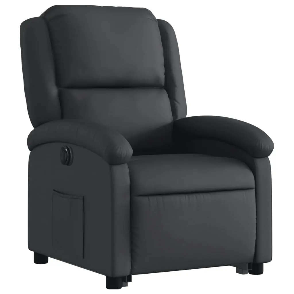Electric Stand Up Recliner Chair Black Leather 135 Degrees Wood and Metal