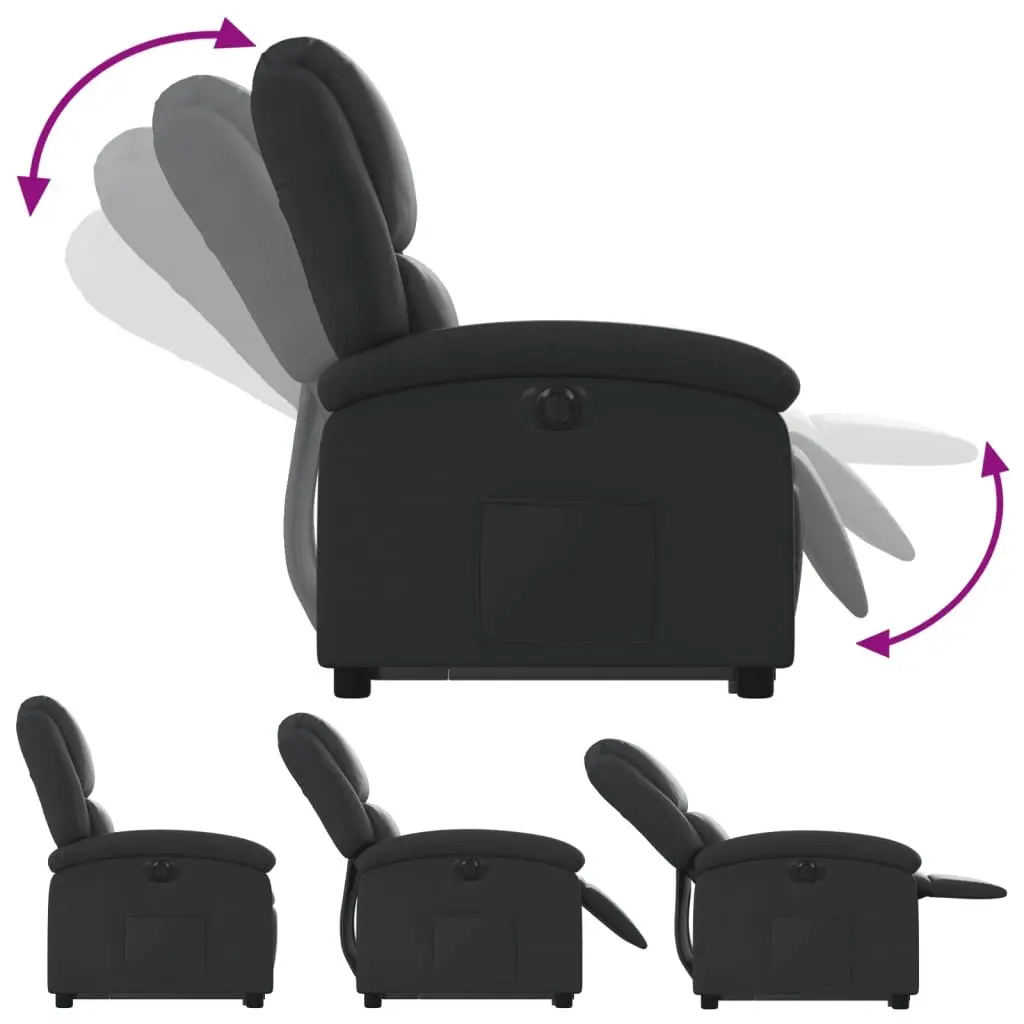 Electric Stand Up Recliner Chair Black Leather 135 Degrees Wood and Metal