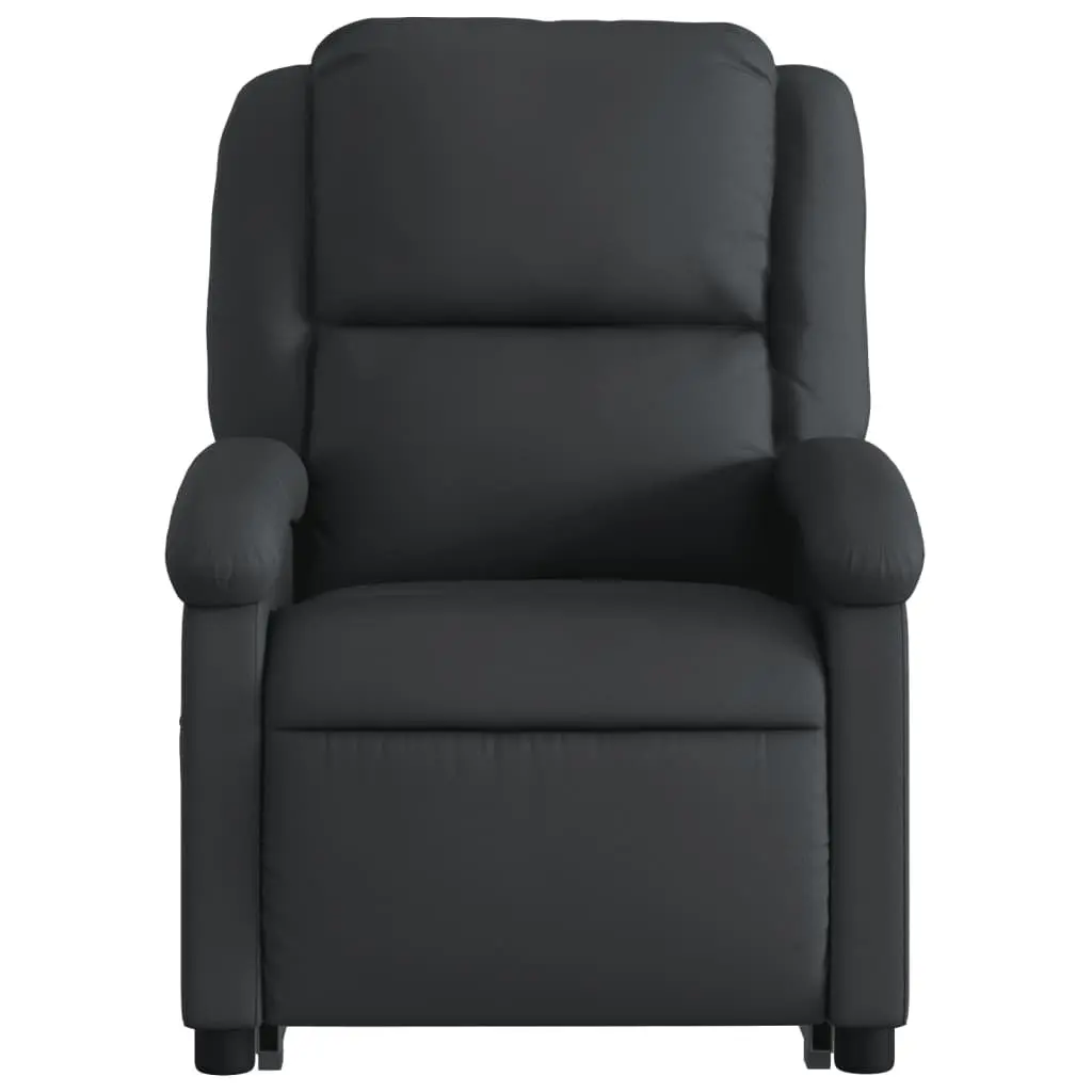 Electric Stand Up Recliner Chair Black Leather 135 Degrees Wood and Metal