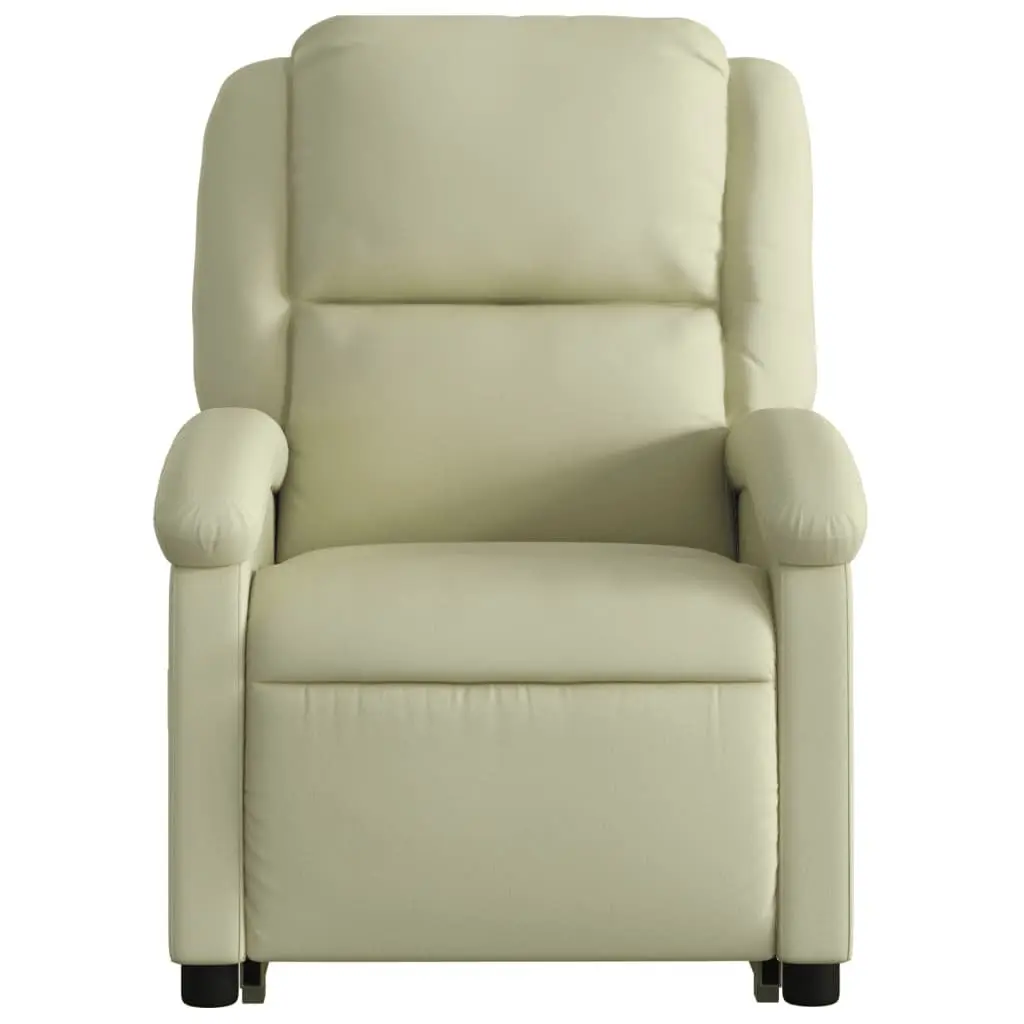 Electric Massage Recliner Chair Cream Leather Power Lift 135 Degrees