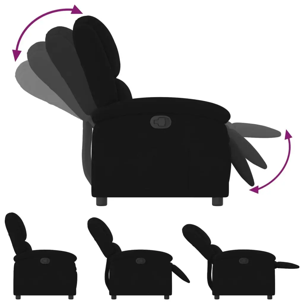 Black Velvet Recliner Chair with Adjustable Footrest