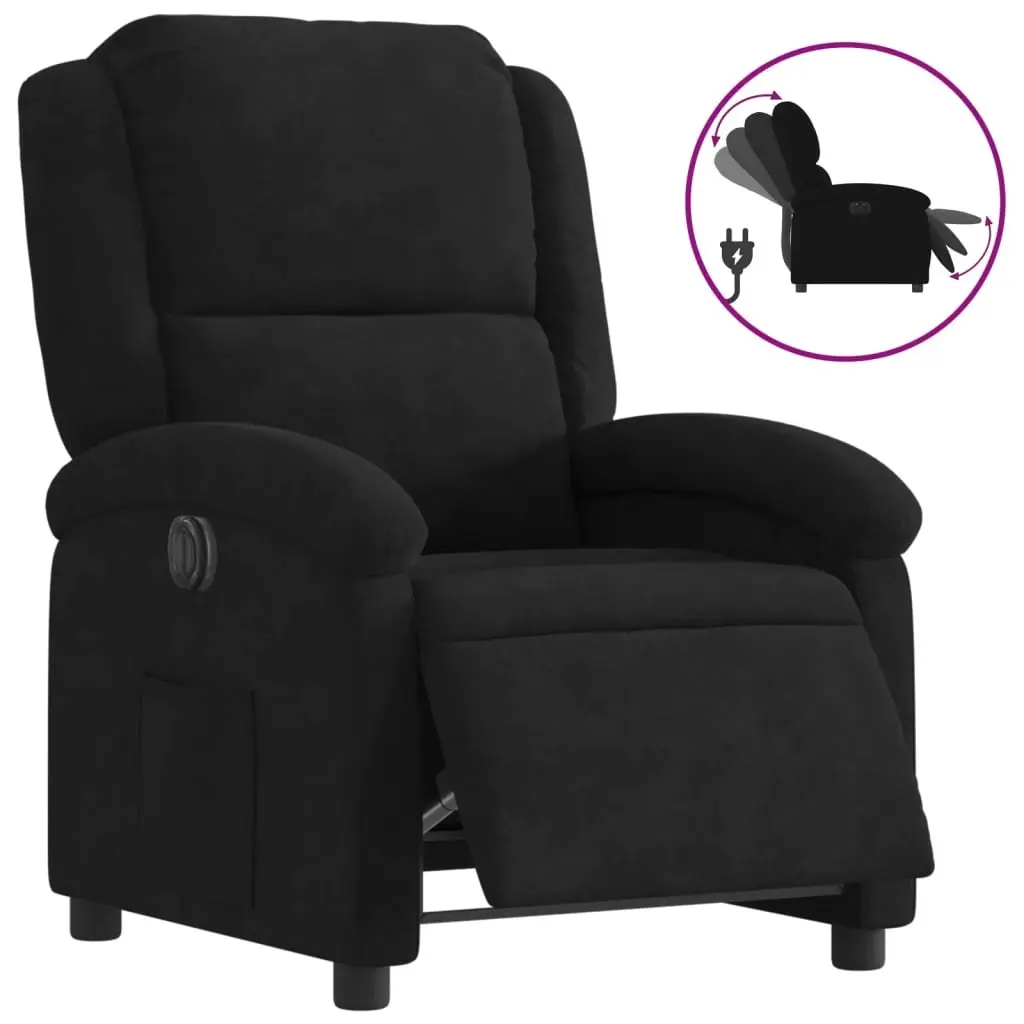 Electric Recliner Chair Black Velvet 135 Degrees Electric Motor