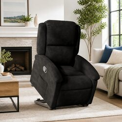 Comfortable Electric Power Lift Recliner Chair in Black Velvet