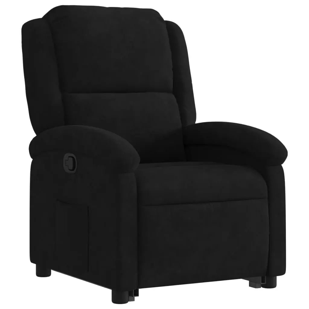 Stand Up Recliner Chair Electric Lift Black Velvet 135 Degree Manual Recline