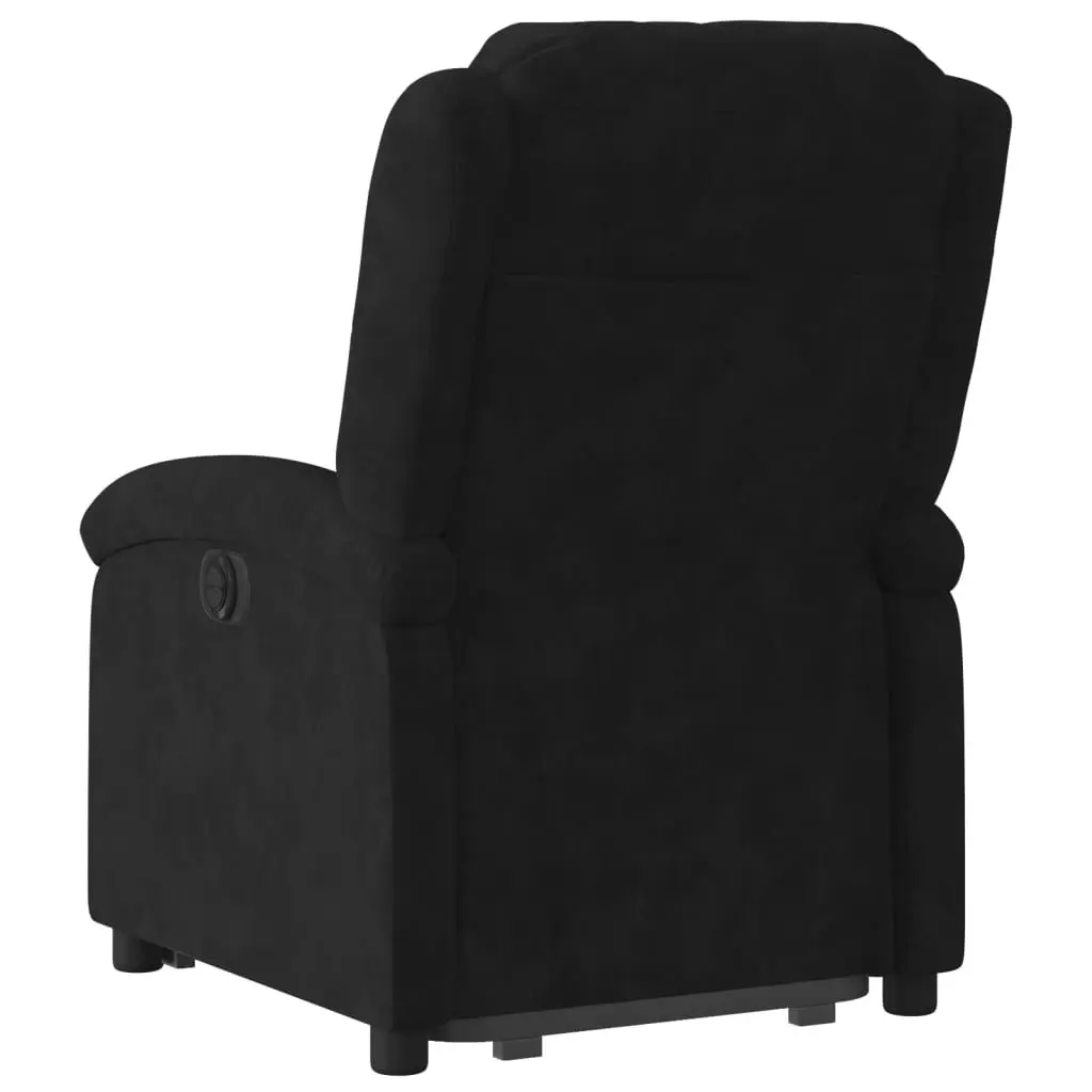 Stand Up Recliner Chair Electric Lift Black Velvet 135 Degree Manual Recline