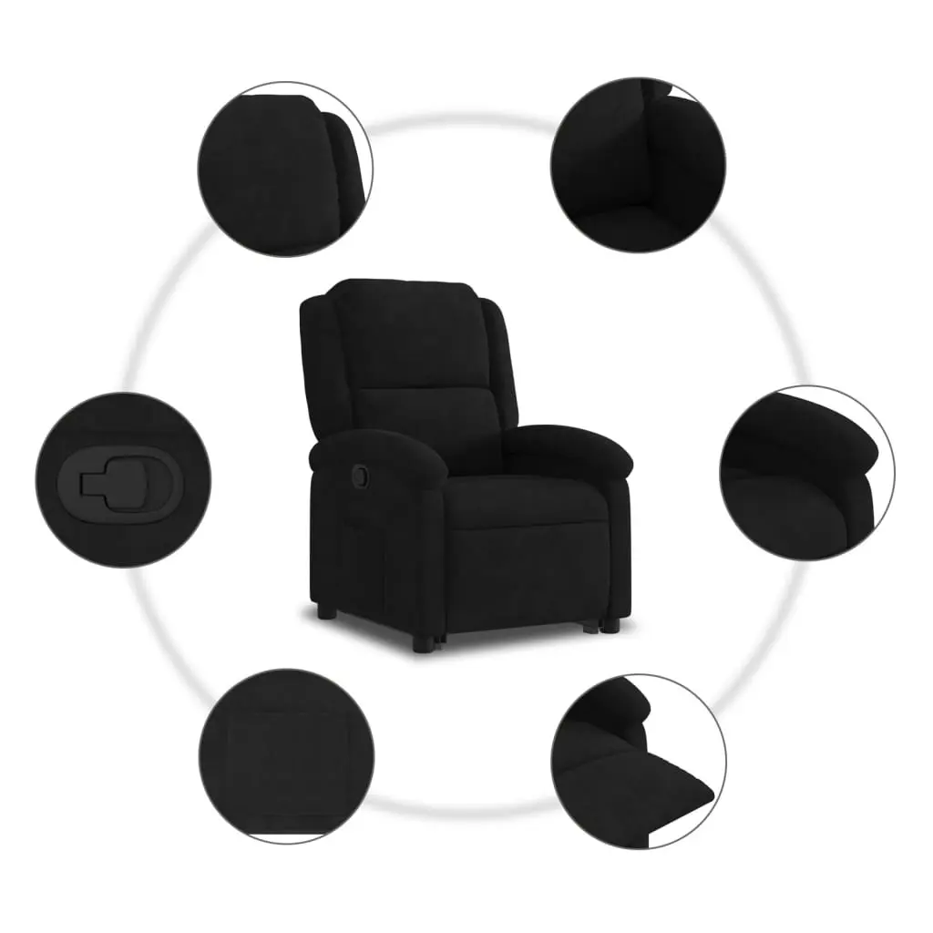 Stand Up Recliner Chair Electric Lift Black Velvet 135 Degree Manual Recline