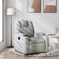 Recliner Chair Grey Fabric Manual Recline Armchair with Cup Holders Side Pocket