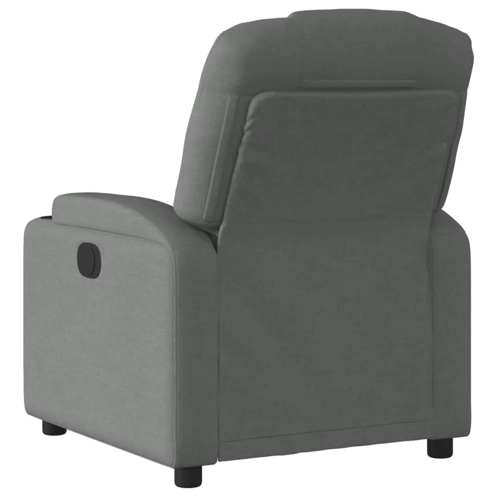 Grey Fabric Manual Recline Armchair with Cup Holders