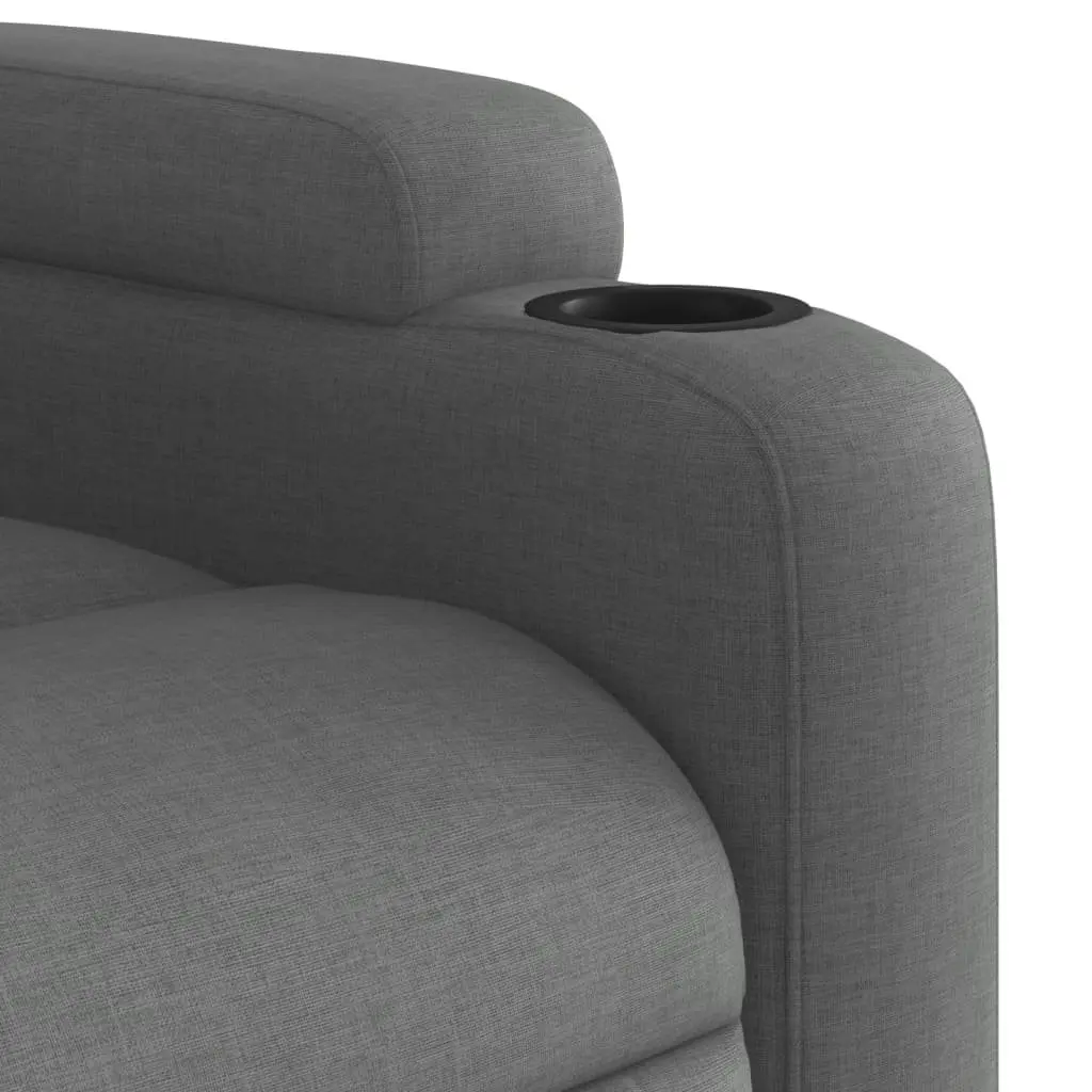 Grey Fabric Manual Recline Armchair with Cup Holders